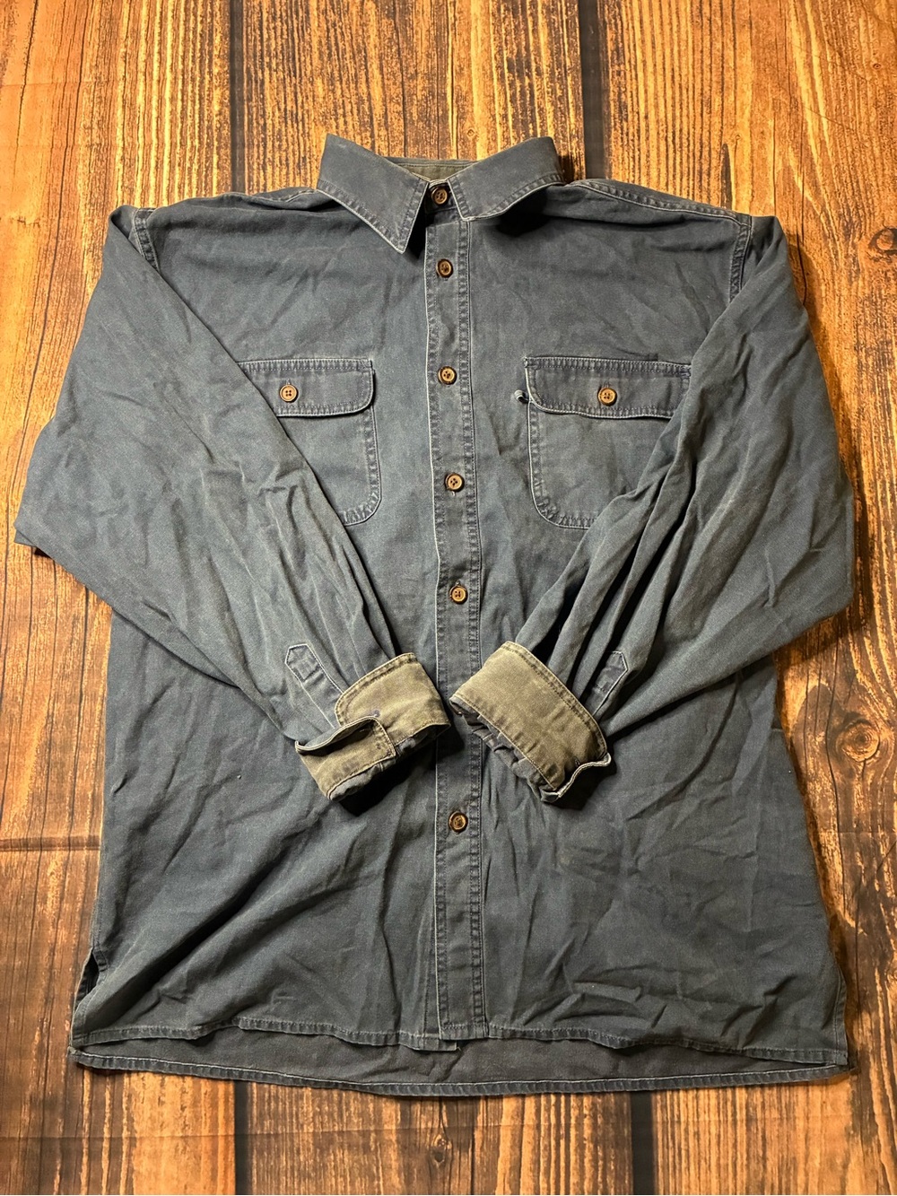 Men's Long Sleeve clear water Denim-Style Button-Up Shirt - size. XL Blue